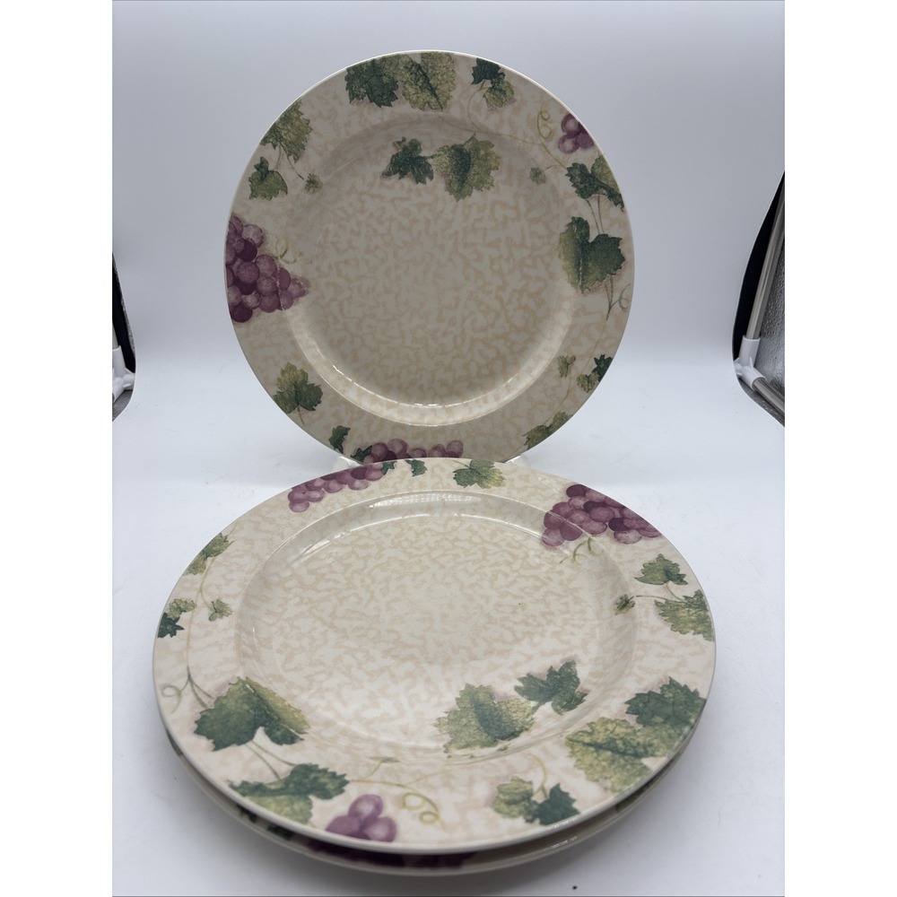 Vtg Replacement Fairfield Stoneware Grape Valley Lot of 3 Dinner Plates 10 3/4"